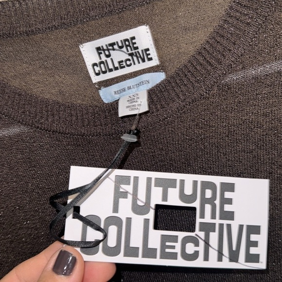 Future Collective sweater‎ semi sheer brown Reese Blutstein NEW xxs stretch - Picture 3 of 3